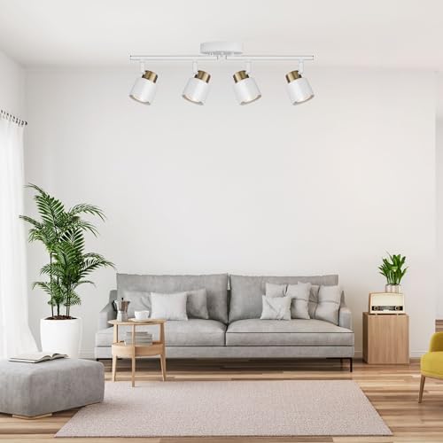 4 Light Track Lighting Kit with Matte White Brass Finish