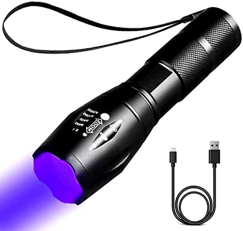 Rechargeable Black Light Flashlight UV Scorpion Bed Bug Finder