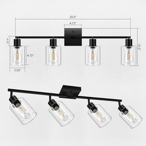 BoostArea LED 4 Light Track Lighting Kit with Rotatable Heads