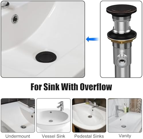 SmartFloBath Pop Up Drain Stopper Assembly with Overflow and Ball Lift Rod