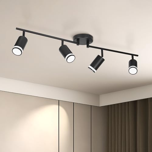 4 Light Black Track Lighting Fixture Modern Kitchen Ceiling Light