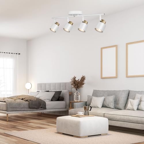 4 Light Track Lighting Kit with Matte White Brass Finish