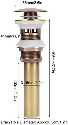 Non-Overflow Brass Sink Drain Stopper Prevent Flooding Easy to Install