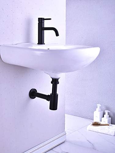 GORDEE Matte Black Brass P-Trap Sink Drain