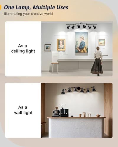 LTBLIGHT 6-Head Adjustable LED Track Lighting Kit Black Metal