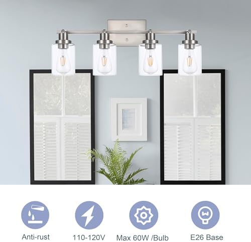 4 Light Track Lighting Kit with Clear Glass Shades and Brushed Nickel Frame