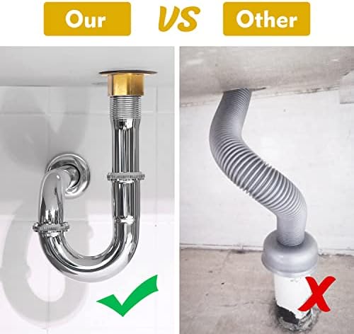 2 Pack Stainless Steel P-Trap 1 14 Inch Chrome Finish Sink Drain