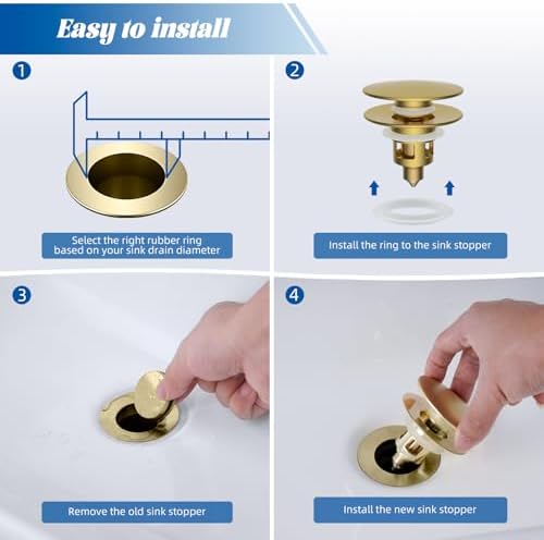 Hibbent All Metal 2-in-1 bathroom sink stopper