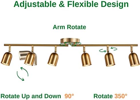 CRAFTRONOS 6-Light Track Lighting Kit with Flush Mount Adjustable Durable Spotlights