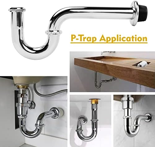 2 Pack Stainless Steel P-Trap 1 14 Inch Chrome Finish Sink Drain