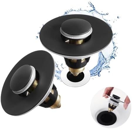 Fransiton 2 Pack Bathroom Sink Stopper Black