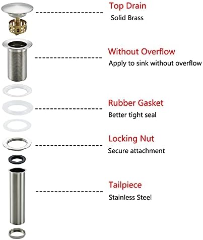 Brushed Nickel Pop Up Drain Stopper with Brass Basket 83606BN