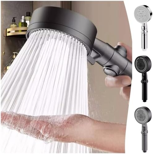 8 Function Handheld Shower Head with Great Pressure and Water Saving Black