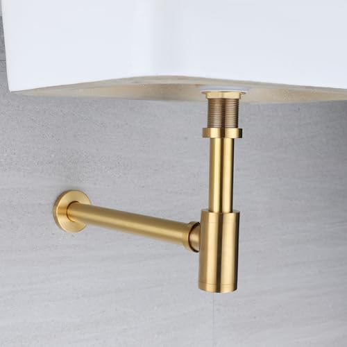 Bathroom Sink P-Trap Dark Gold Brass Contemporary Design 5 Years Warranty