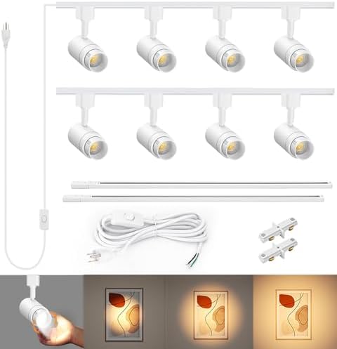 TuyuBEE Zoomable Plug-in Track Lighting Kit with 8-Light 66FT LED Track