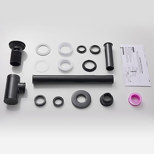 TSIBOMU Bathroom Sink P-Trap Drain Kit with Overflow and Pop Up Stopper