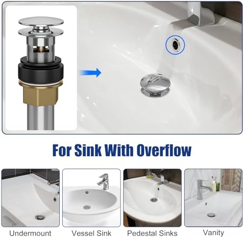 SmartFloBath Pop-Up Sink Drain Overbath with Overflow bathroom sink drain