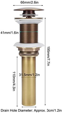 Elegant Brass Popup Drain Stopper for Bathroom Basins with 3cm Drain Hole