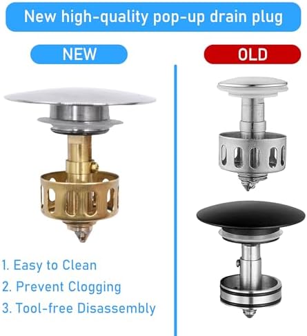 ECHLI Pop Up Drain with Overflow and Strainer