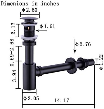 GORDEE Bathroom Sink Stopper P Trap Set Matte Black