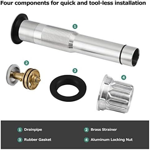 PARLOSBathroom Sink Drain Solid Metal Anti-Clog in Brushed Nickel No Overflow