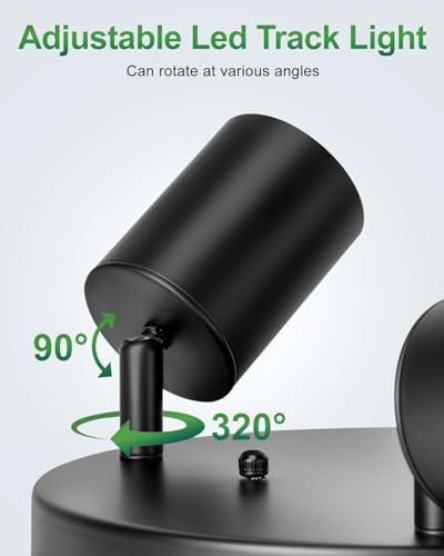 Fondiiz 3-Way Rotating Track Lighting Kit Black Ceiling Mount with GU10 Compatibility