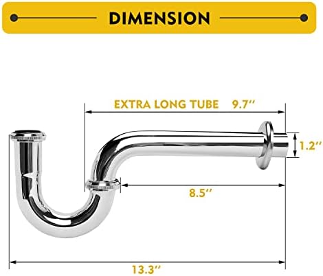 2 Pack Stainless Steel P-Trap 1 14 Inch Chrome Finish Sink Drain