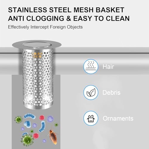 Bathroom Sink Stopper with mesh basket to prevent blockages
