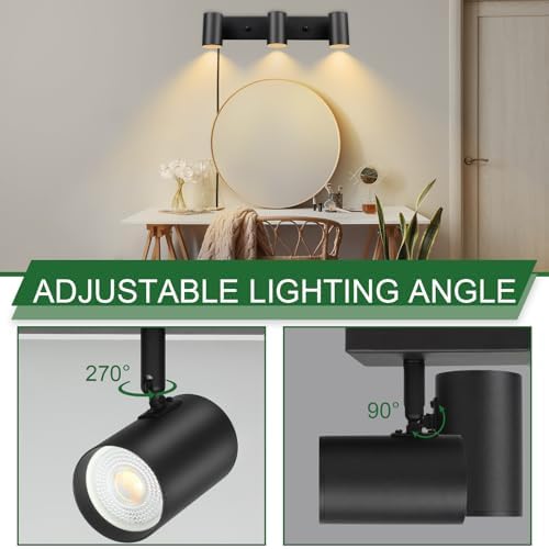GEFOUN 3 Light Track Lighting Kit Black LED Ceiling Spotlight