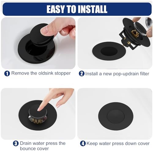 Smart Flo 2-in-1 Sink Stopper with Hair Catcher Black