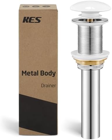 PremiumFINAL KES Bathroom Sink Drain No Overflow Ergonomic Design Rust-Free Durable