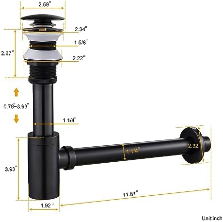 Solid Brass Adjustable Sink Drain Kit with Anti-Jam Function