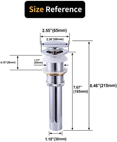 Bathroom Sink Drain Without Overflow Pop Up Stopper Polished Chrome D500021C