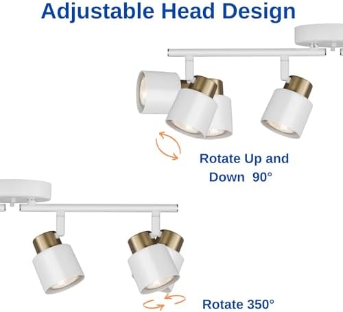 4 Light Track Lighting Kit with Matte White Brass Finish