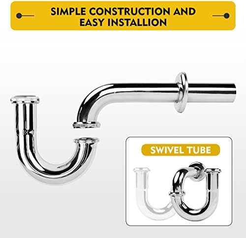 2 Pack Stainless Steel P-Trap 1 14 Inch Chrome Finish Sink Drain