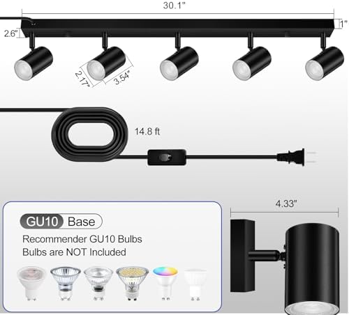 BoostArea 5 Light Track Lighting Kit Black Modern