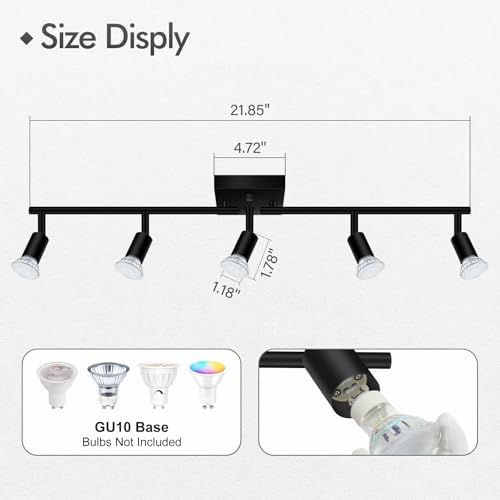 5 Light Directional Ceiling Track Lighting Fixtures Adjustable Matte Black Kitchen Ceiling Lights