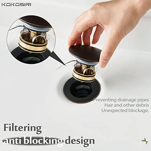 KOKOSIRI Bathroom Sink Drain with Detachable Hair Catcher