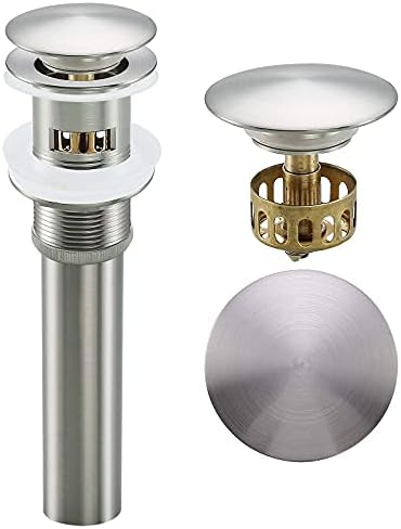1 14 Brushed Nickel Sink Drain with Brass Strainer Basket
