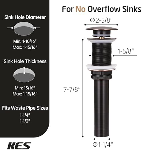 KES All Metal Oil Rubbed Bronze Bathroom Sink Drain Rustproof Long-Lasting