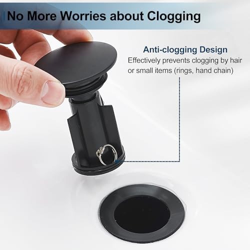 Vibrant Black Pop-Up Sink Drain for Modern Bathrooms