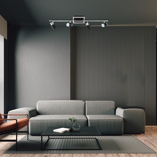 EGLO Lighting Davida-2 4-Light Track Light Matte Black and Chrome Finish