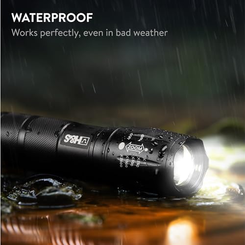 HS T6 LED Flashlight - 5 Modes Waterproof 3 AAA Batteries Included
