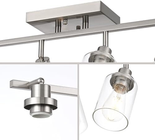 4 Light Track Lighting Kit with Clear Glass Shades and Brushed Nickel Frame