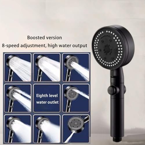 High-Pressure Turbo Shower Head with 8 Modes