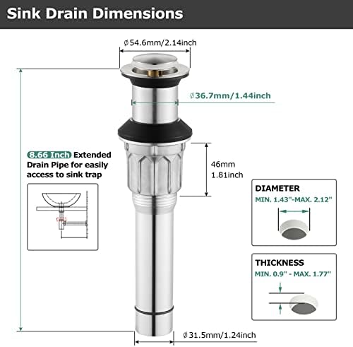 PARLOSBathroom Sink Drain Solid Metal Anti-Clog in Brushed Nickel No Overflow