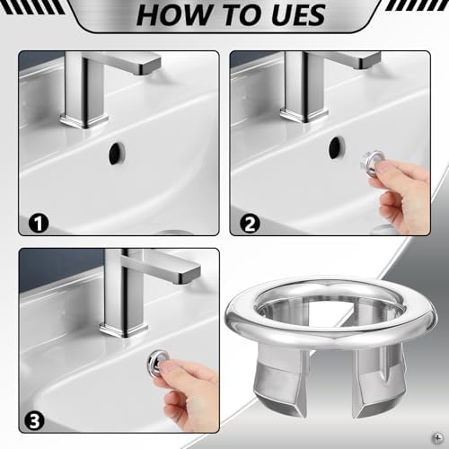 Chrome Plated 8-Piece Sink Overflow Set - Perfect Fit for Bathroom Kitchen