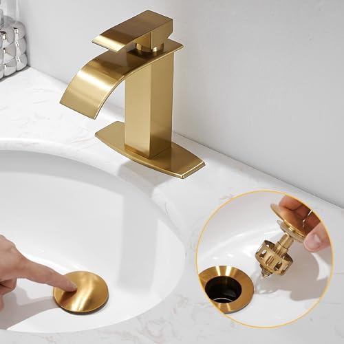 BESy Brushed Gold Bathroom Sink Drain Stopper