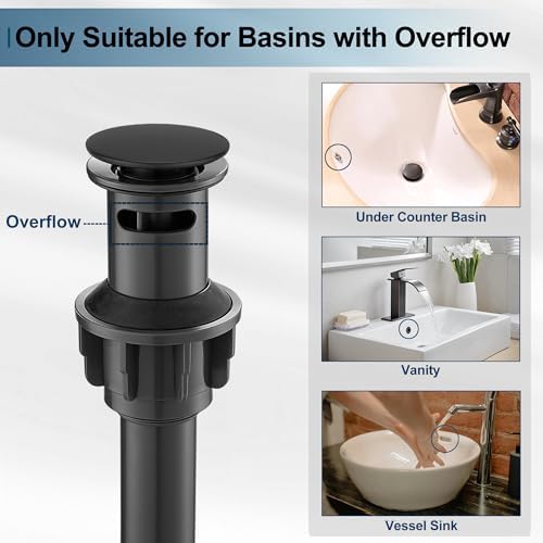 Vibrant Black Pop-Up Sink Drain for Modern Bathrooms