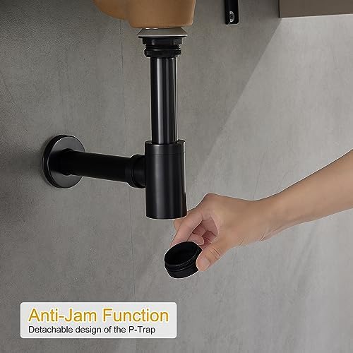 TSIBOMU Bathroom Sink P-Trap Drain Kit with Overflow and Pop Up Stopper